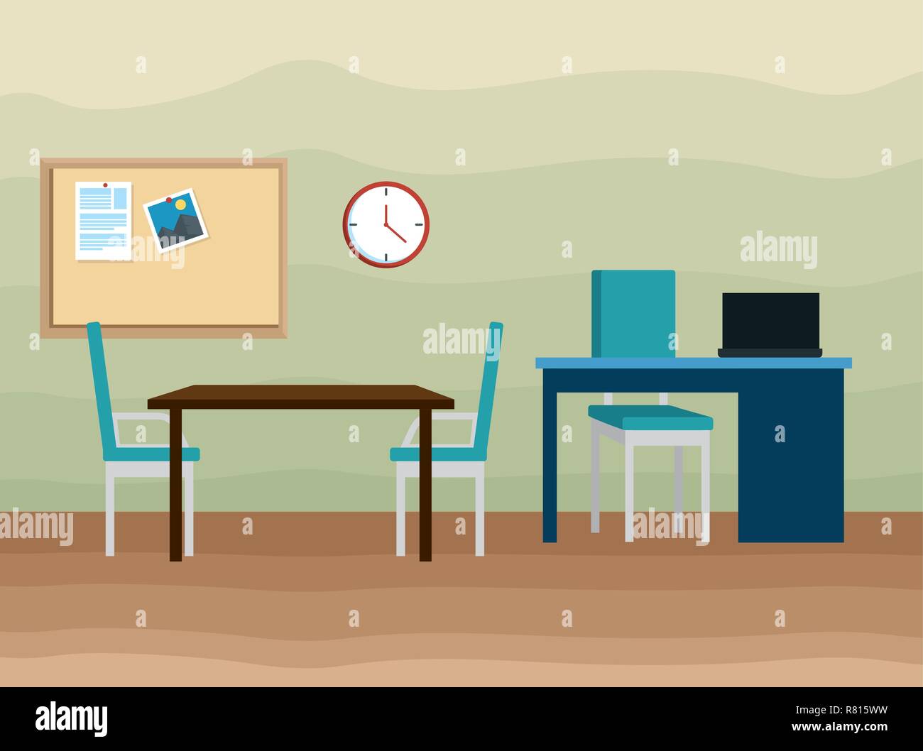 business office with laptop data information Stock Vector Image & Art ...