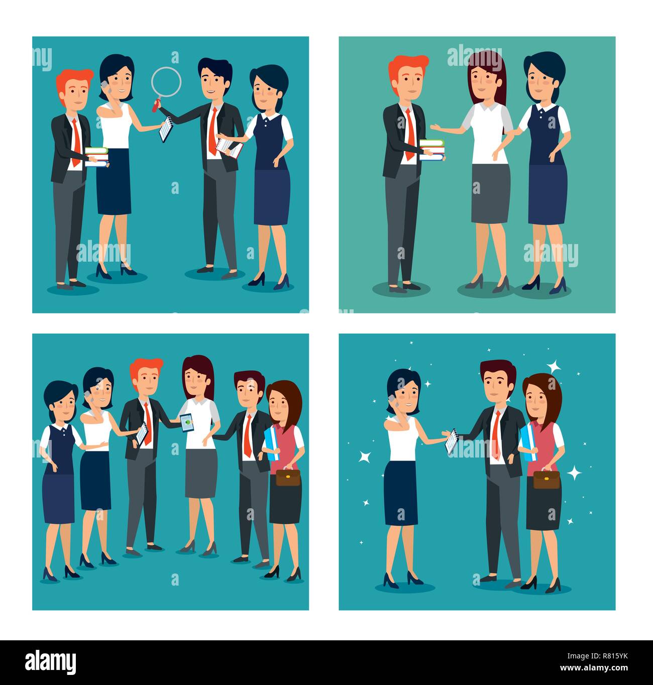 set businesspeople teamwork strategy plan information Stock Vector ...