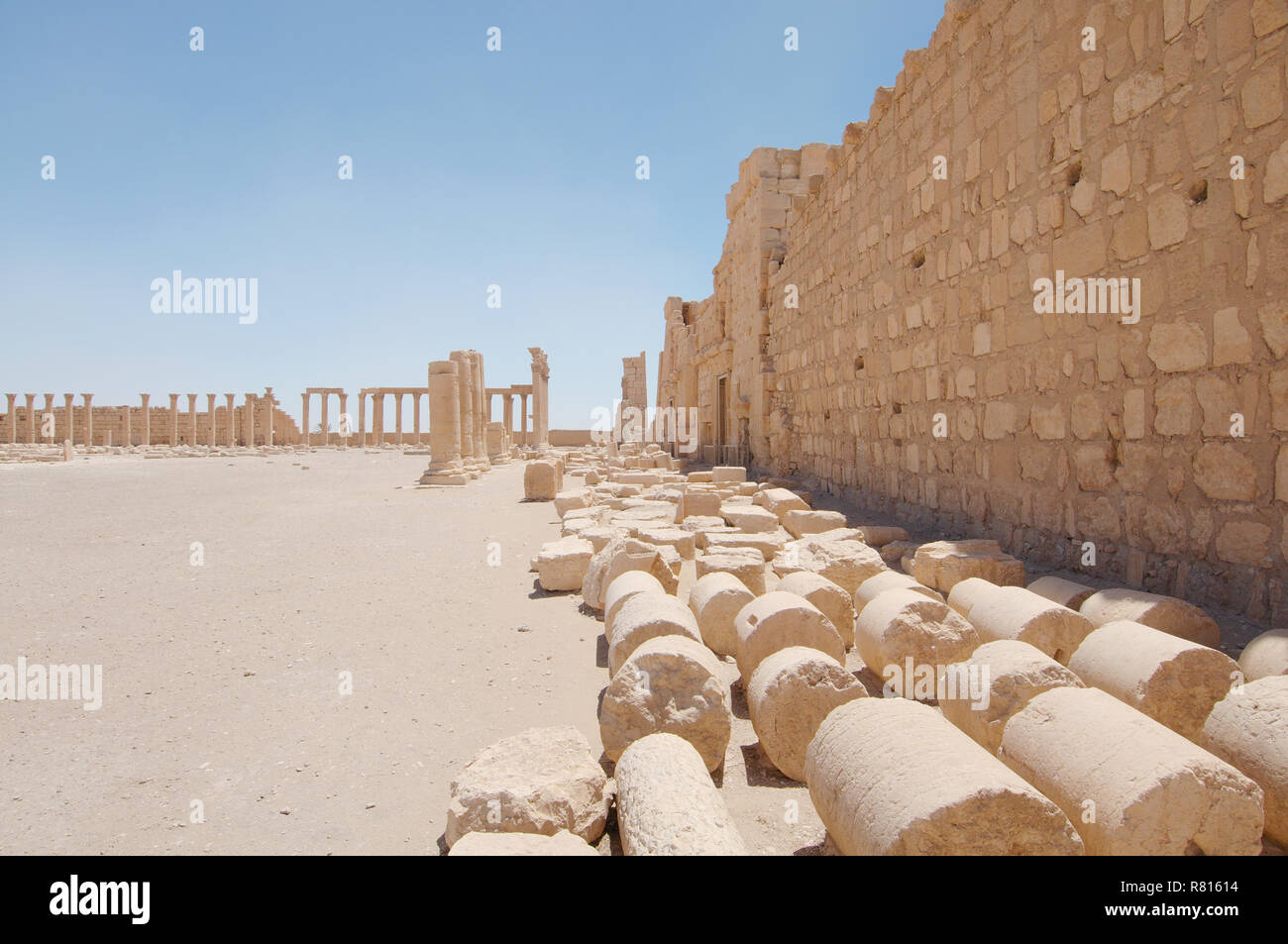 Ruins of the Temple of Bel in the ancient city of Palmyra, Tadmur, Palmyra District, Homs Governorate, Syria Stock Photo