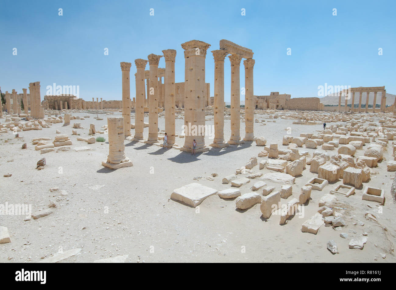 Ruins of the Temple of Bel in the ancient city of Palmyra, Tadmur, Palmyra District, Homs Governorate, Syria Stock Photo