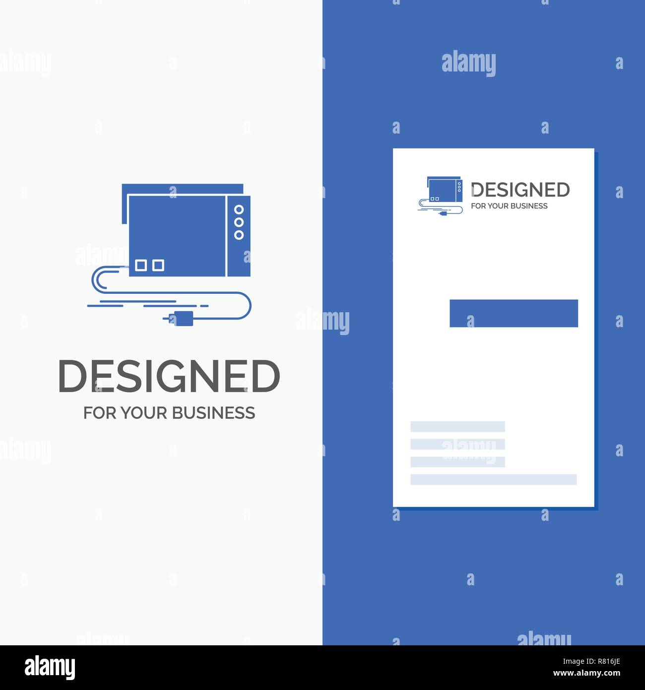 Business Logo for audio, card, external, interface, sound. Vertical Blue Business / Visiting Card template. Stock Vector