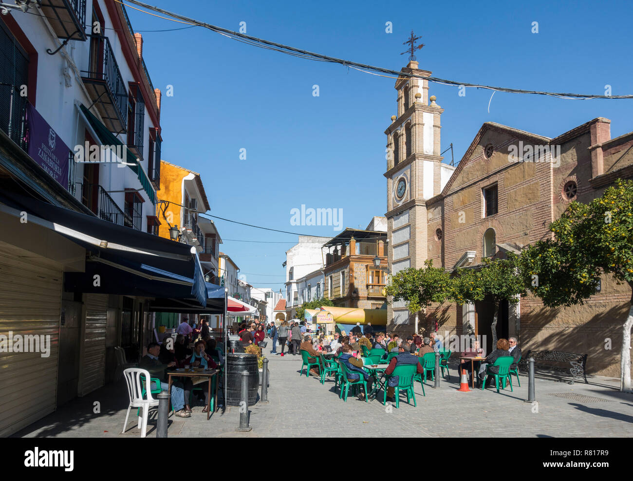 Cuevas Bajas, town square, Small Spanish village, in Malaga province, Andalusia, Spain. Stock Photo