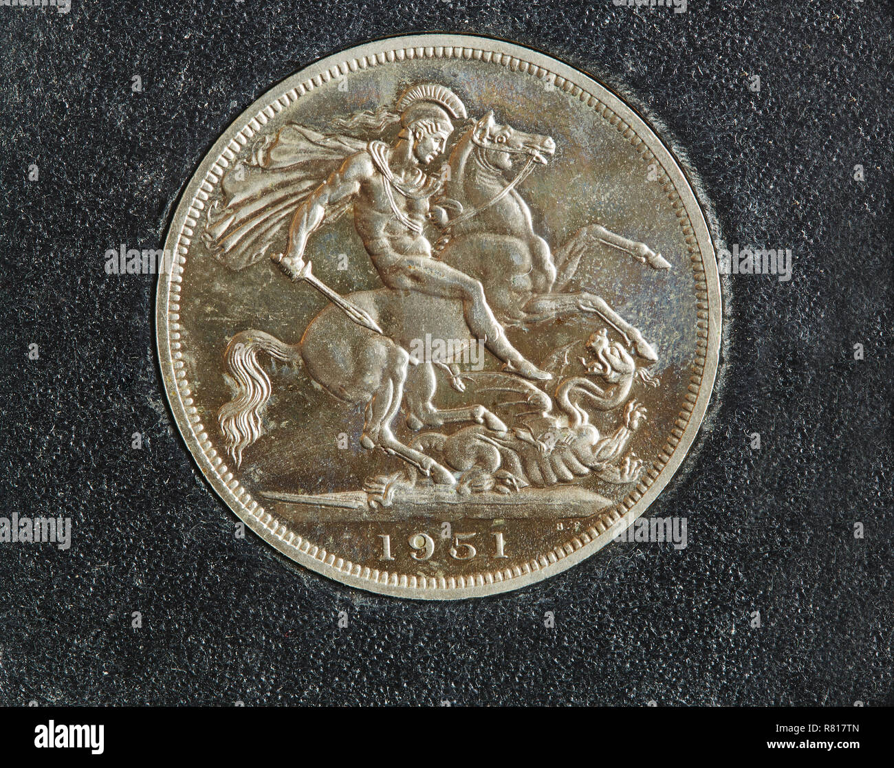 A Festival of Britain 1951 comemorative  silver Crown piece in a presentation pack Stock Photo