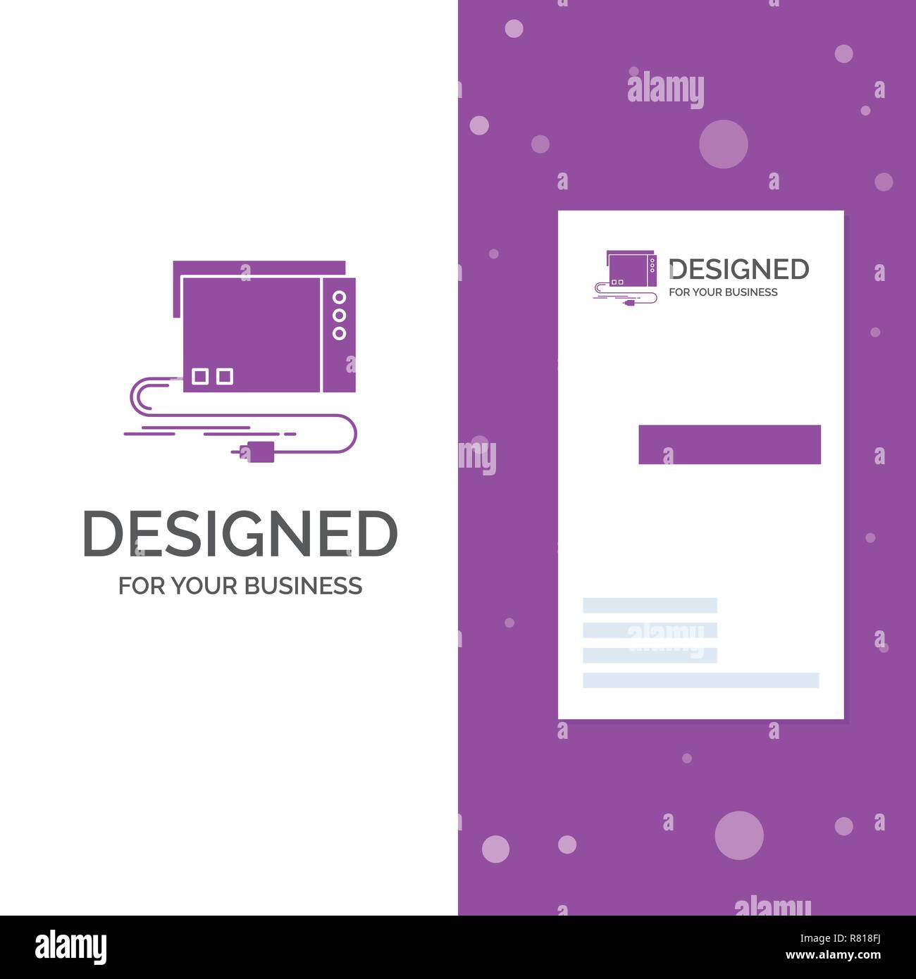 Business Logo for audio, card, external, interface, sound. Vertical Purple Business / Visiting Card template. Creative background vector illustration Stock Vector
