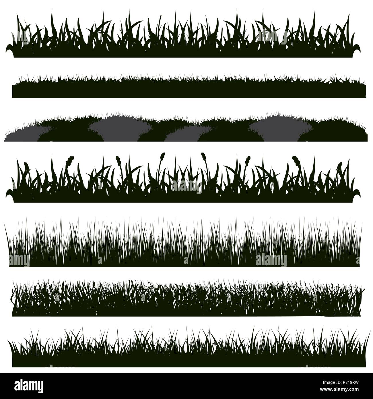 Black Grass Silhouettes Stock Vector