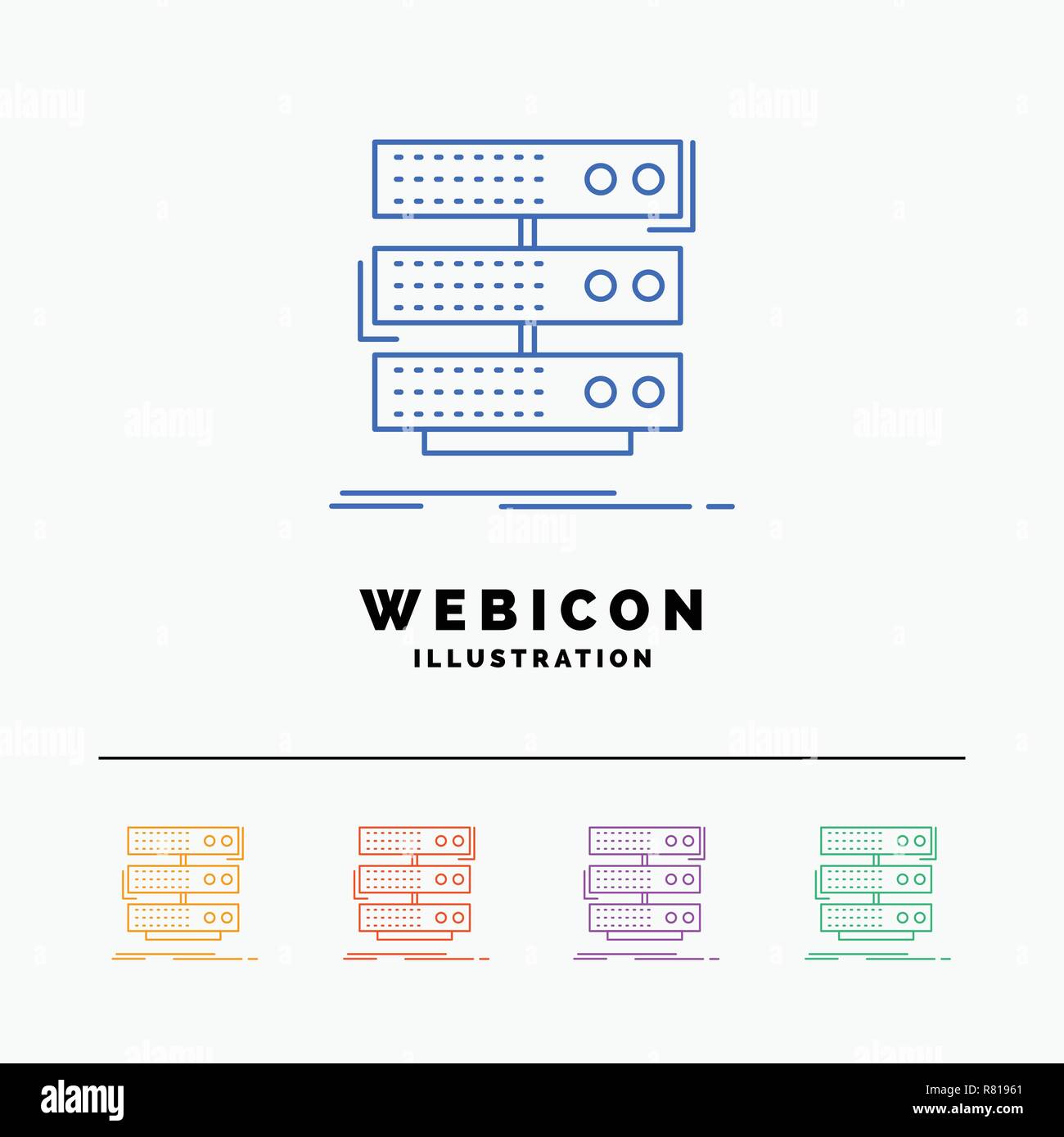 server, storage, rack, database, data 5 Color Line  Icon Template