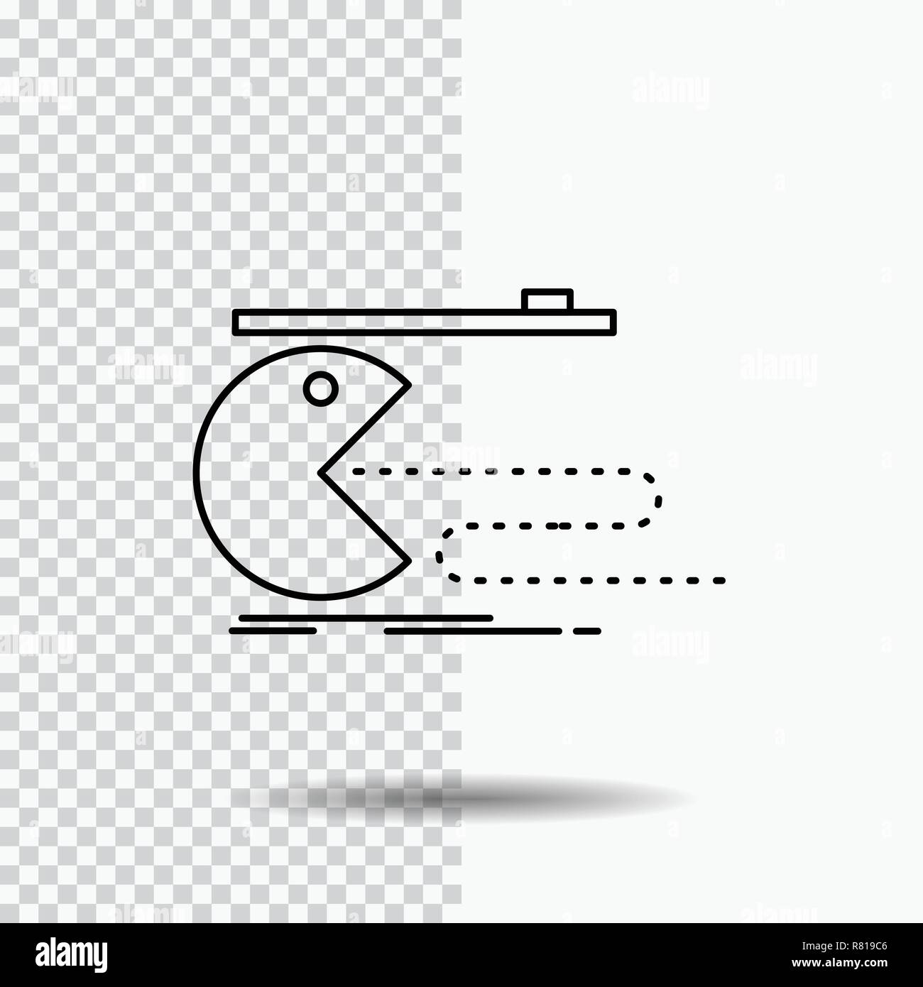character computer game gaming pacman line icon on transparent background black icon vector illustration stock vector image art alamy