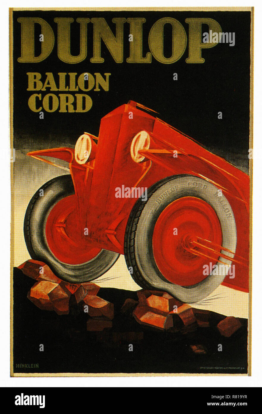 Dunlop Ballon Cords - Vintage car's advertising poster Stock Photo - Alamy