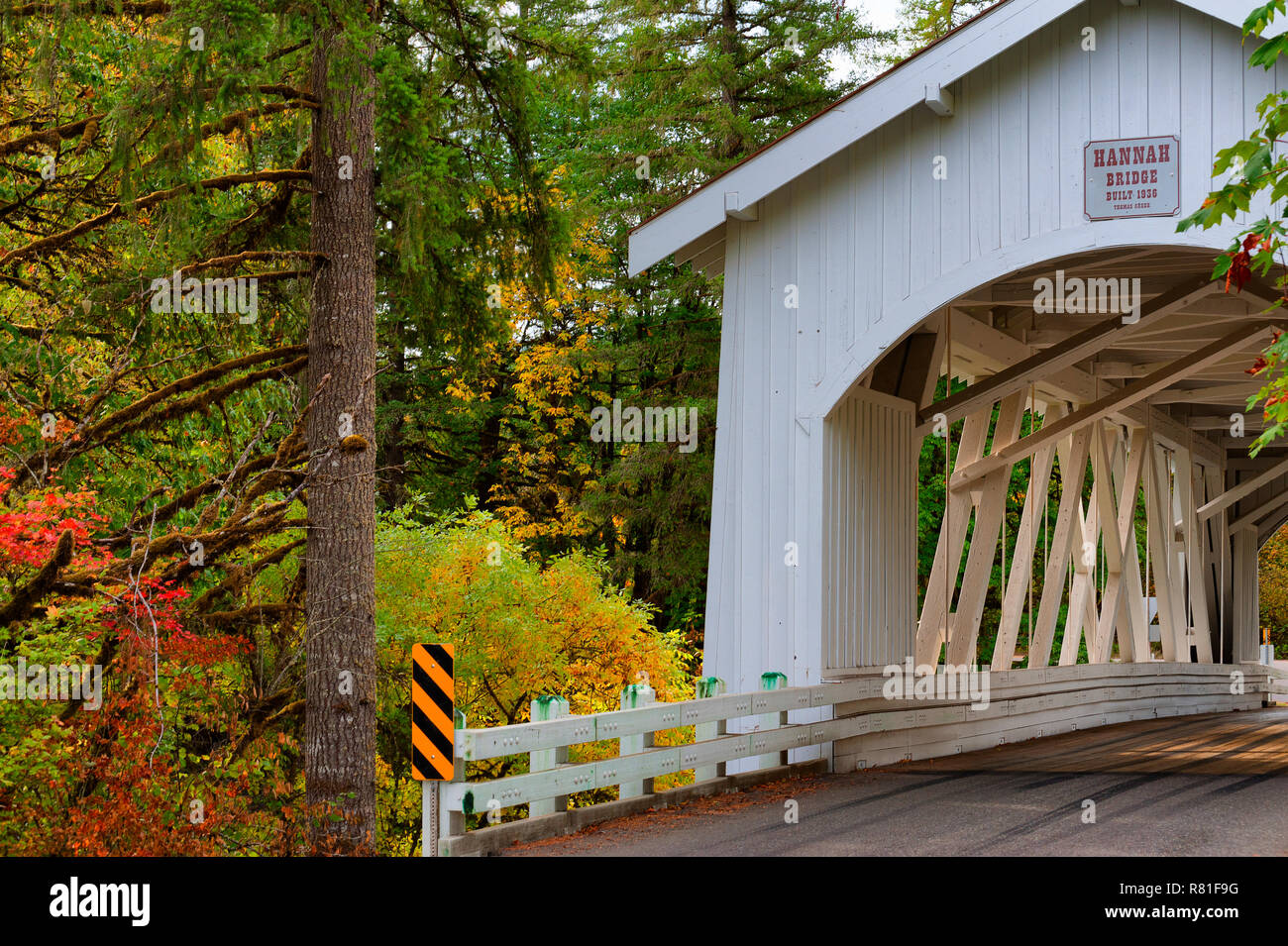 Scio, Oregon, USA October 6,2015Oregon's Hannah covered bridge