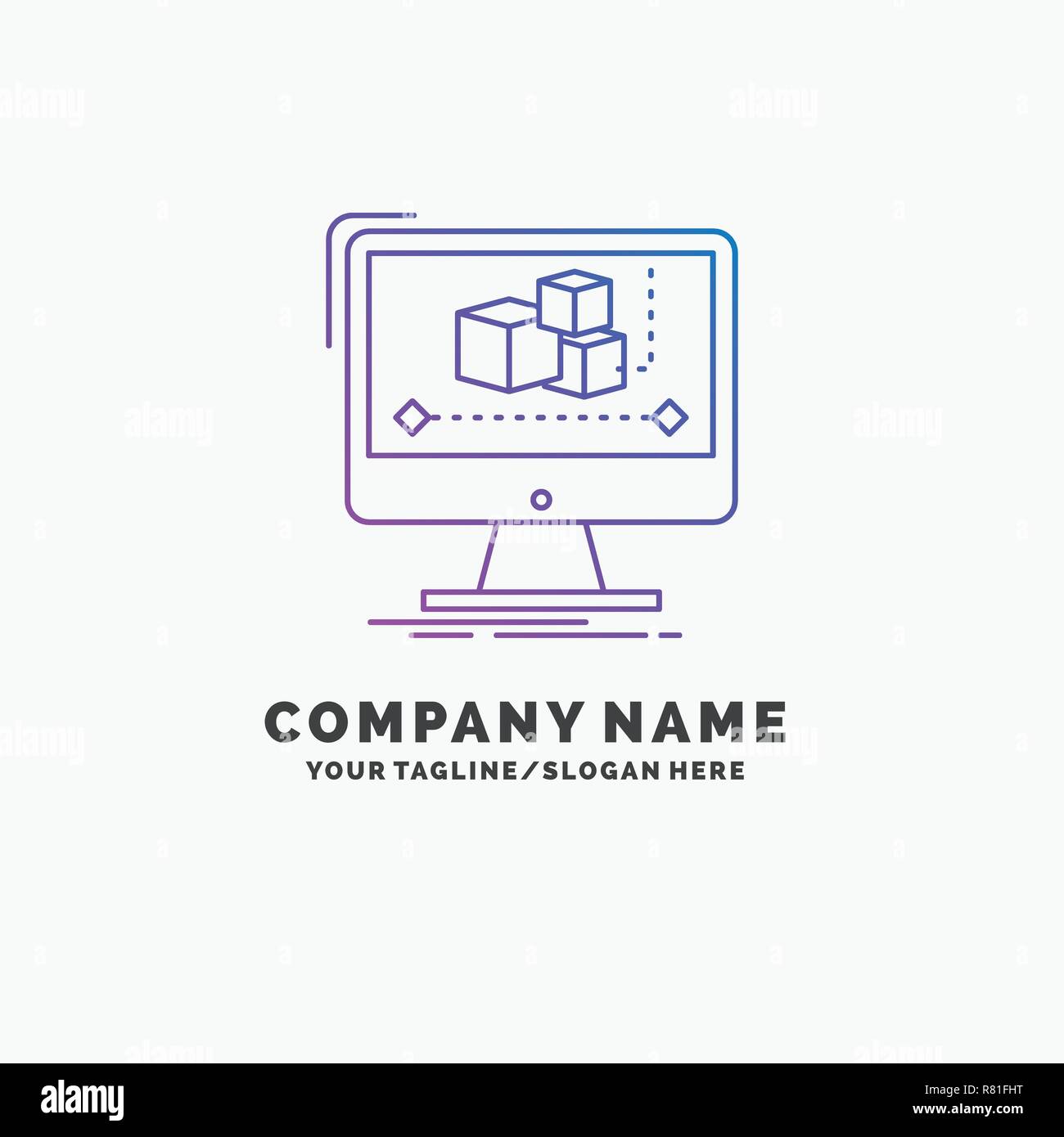 Animation, computer, editor, monitor, software Purple Business Logo