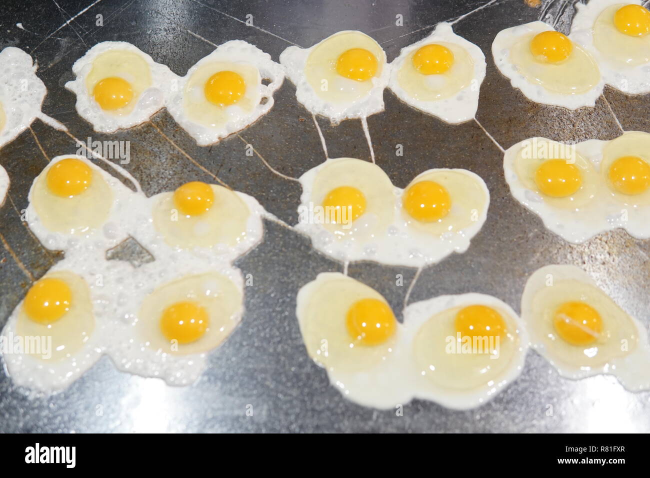 eggs in the kitchen of the restaurant scrambled egg yolk protein for