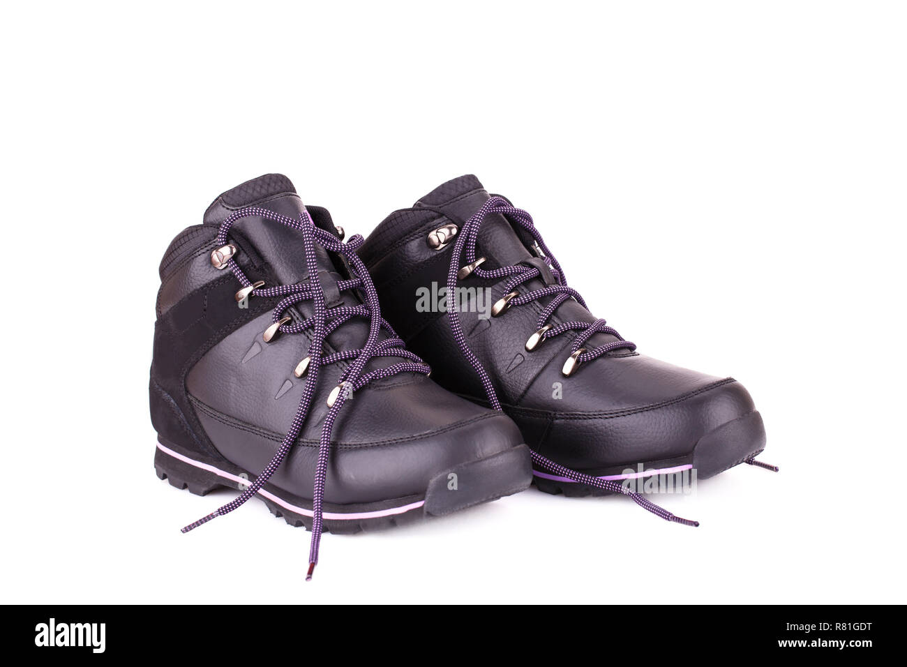 Black boots isolated on white background Stock Photo - Alamy