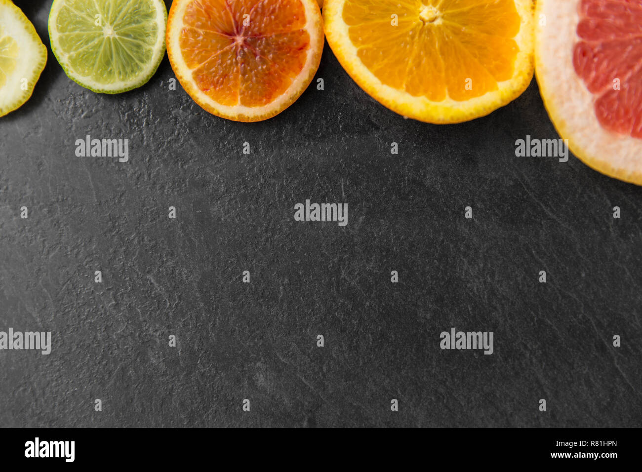 close up of different citrus fruit slices Stock Photo - Alamy