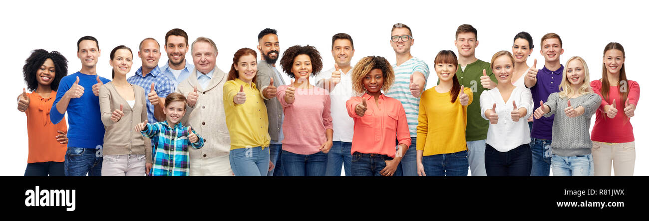 group of smiling people showing thumbs up Stock Photo - Alamy