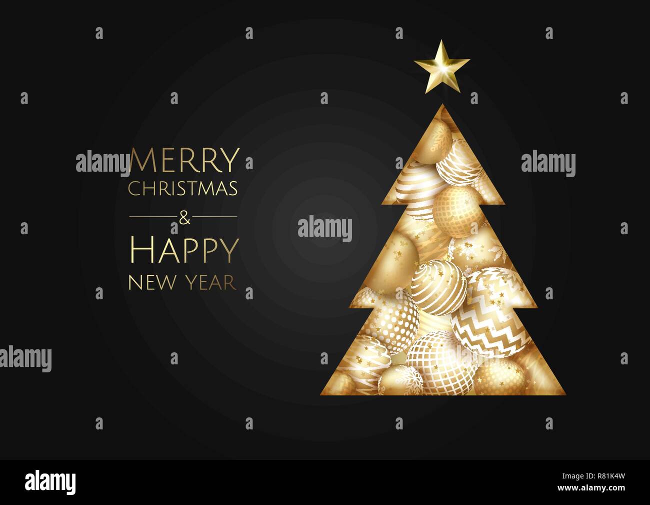 Merry Christmas and Happy New Year. Vector modern template card. Abstract geometric christmas tree. Stock Vector
