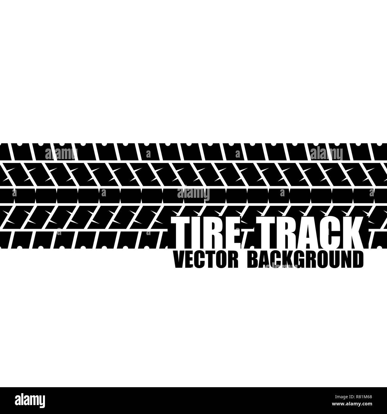 Black tire track silhouette with sample text Stock Vector