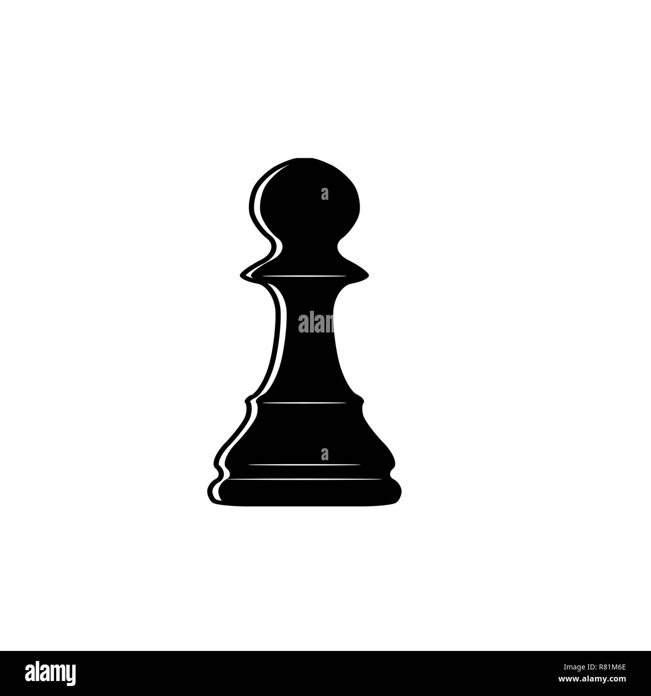 Black chess pawn isolated on white background Stock Vector