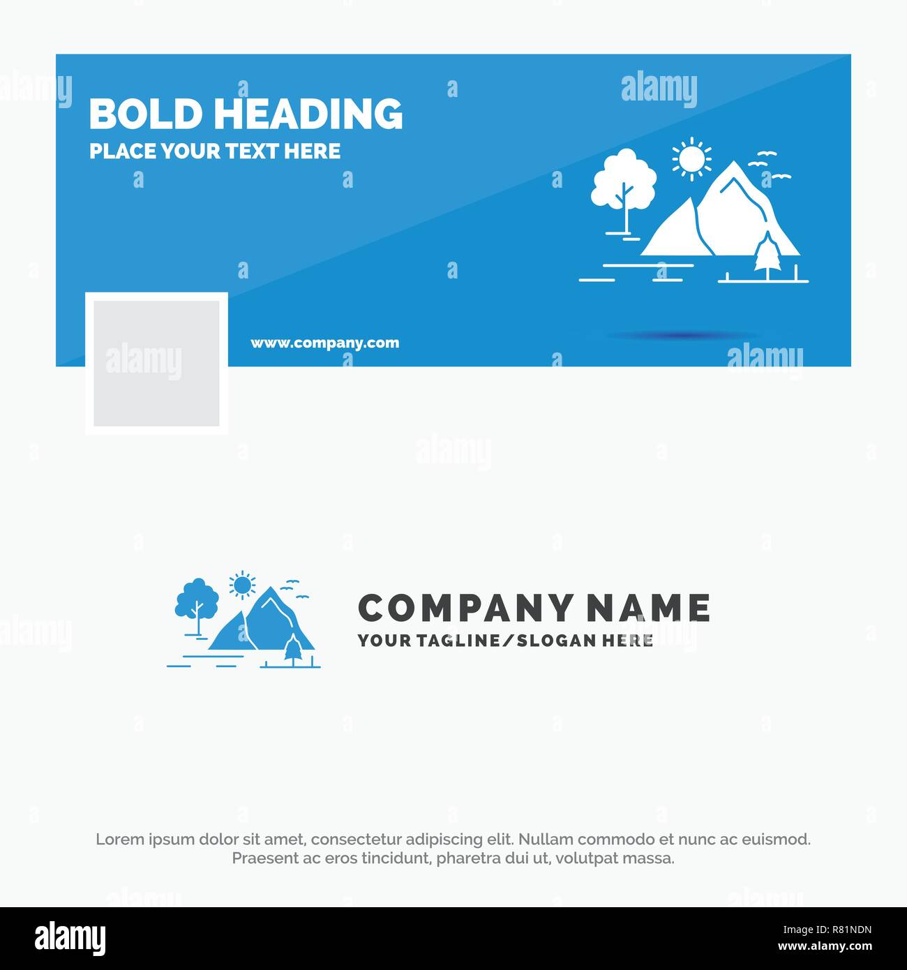 Blue Business Logo Template For Hill Landscape Nature Mountain