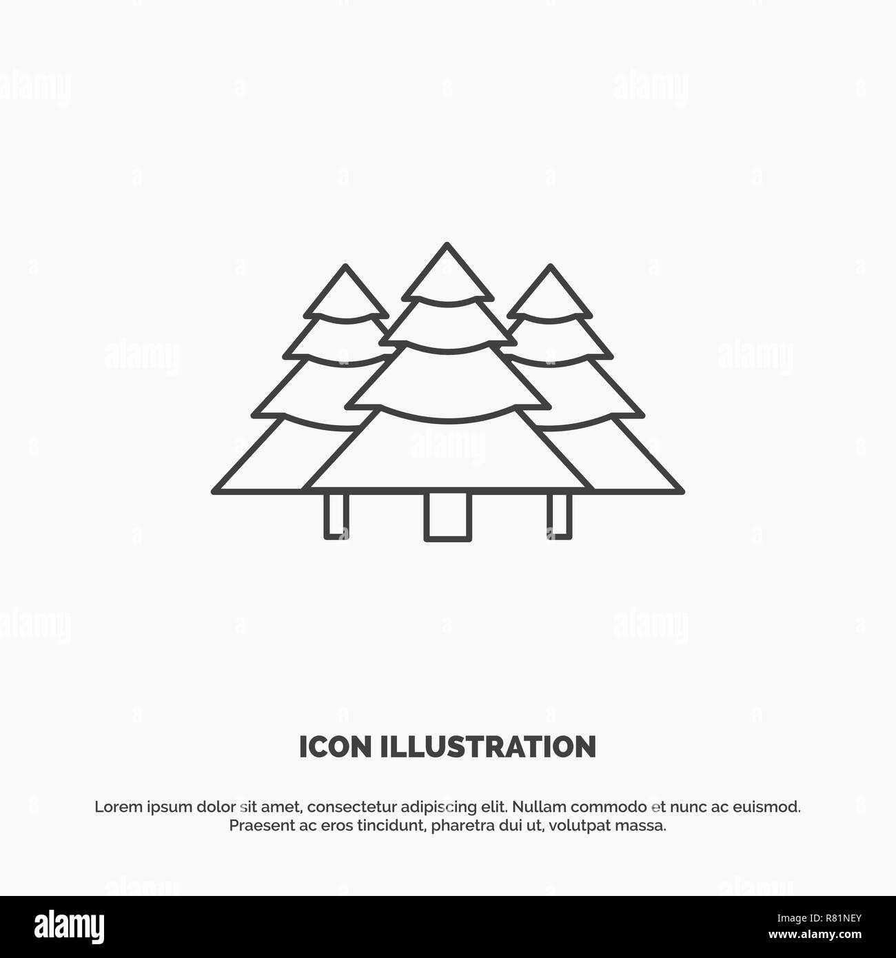 forest, camping, jungle, tree, pines Icon. Line vector gray symbol for UI and UX, website or mobile application Stock Vector