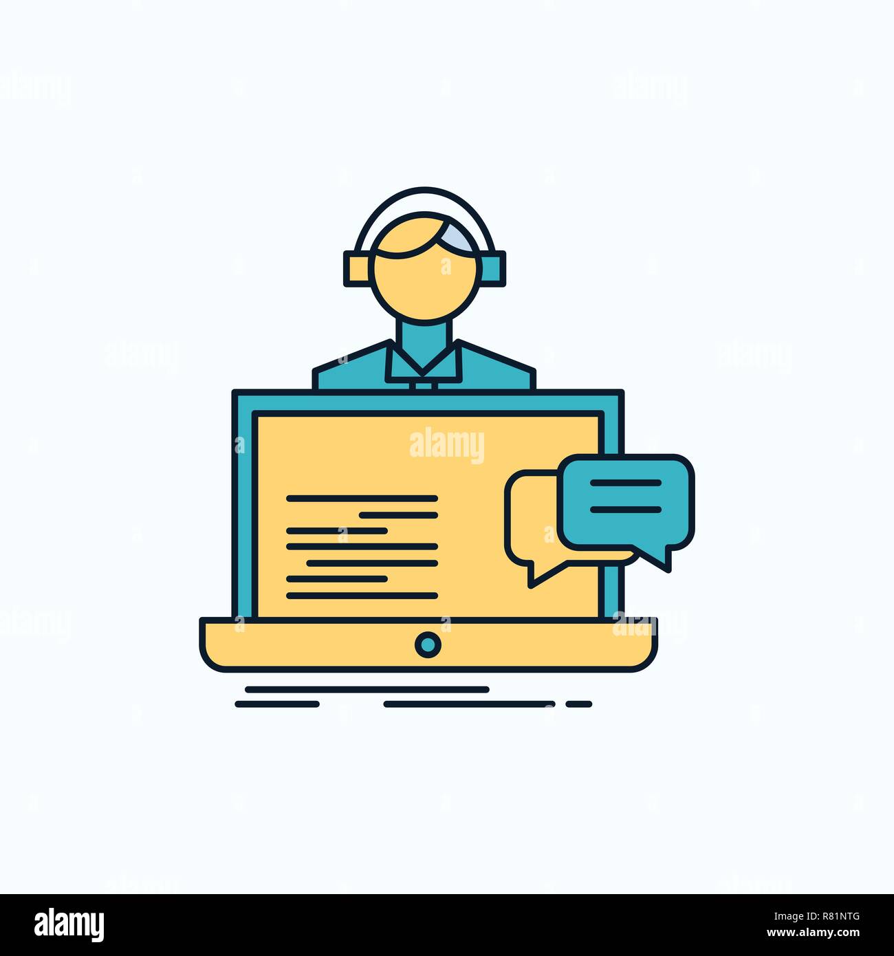 support, chat, customer, service, help Flat Icon. green and Yellow sign and symbols for website