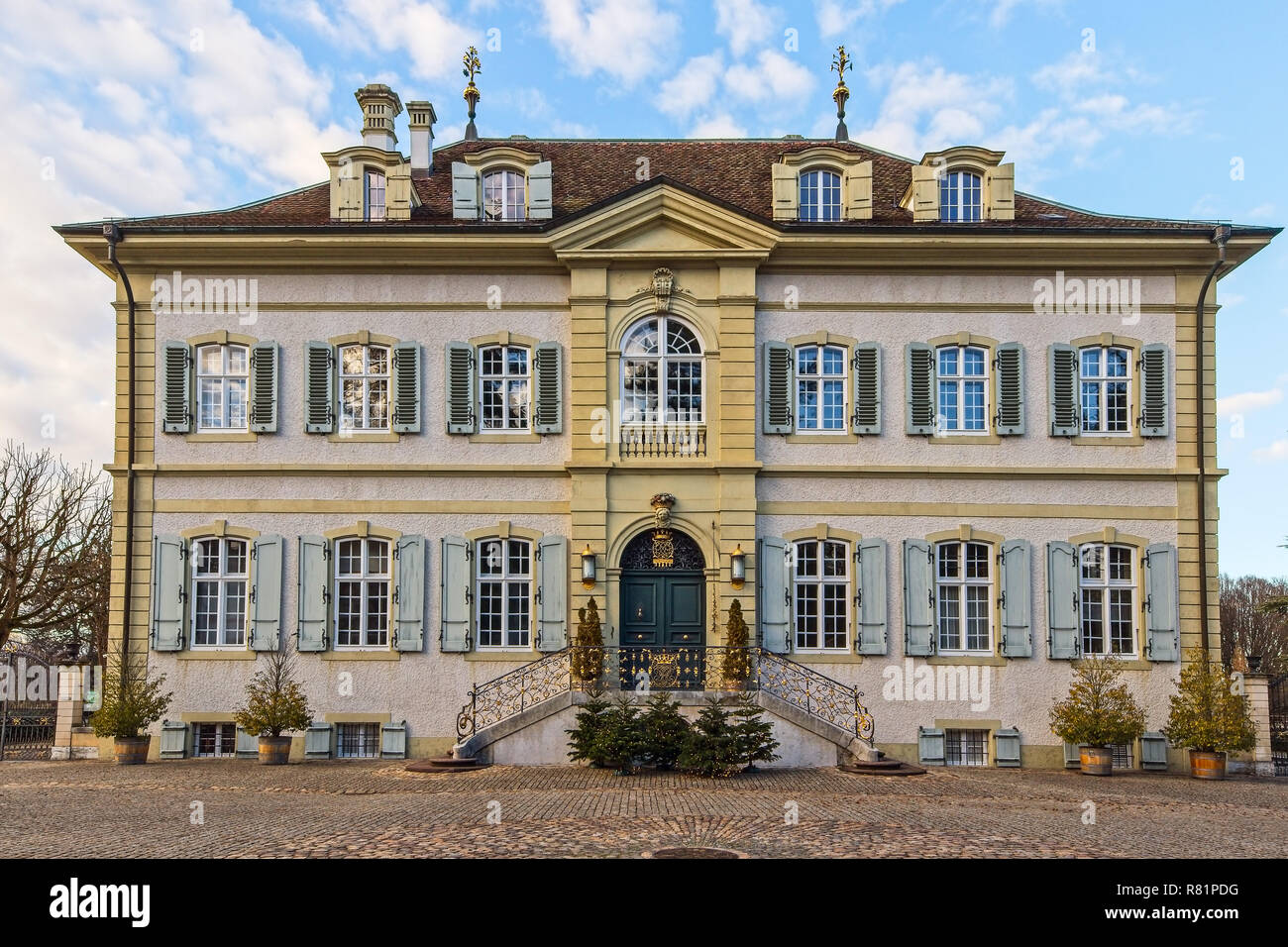 Villa Wenkenhof in Wenk Park, Riehen Dorf, Basel, Switzerland. Stock Photo