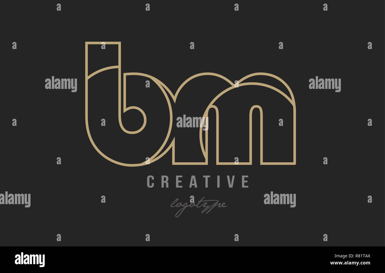 Black And Yellow Gold Alphabet Letter Bm B M Logo Combination Design ...