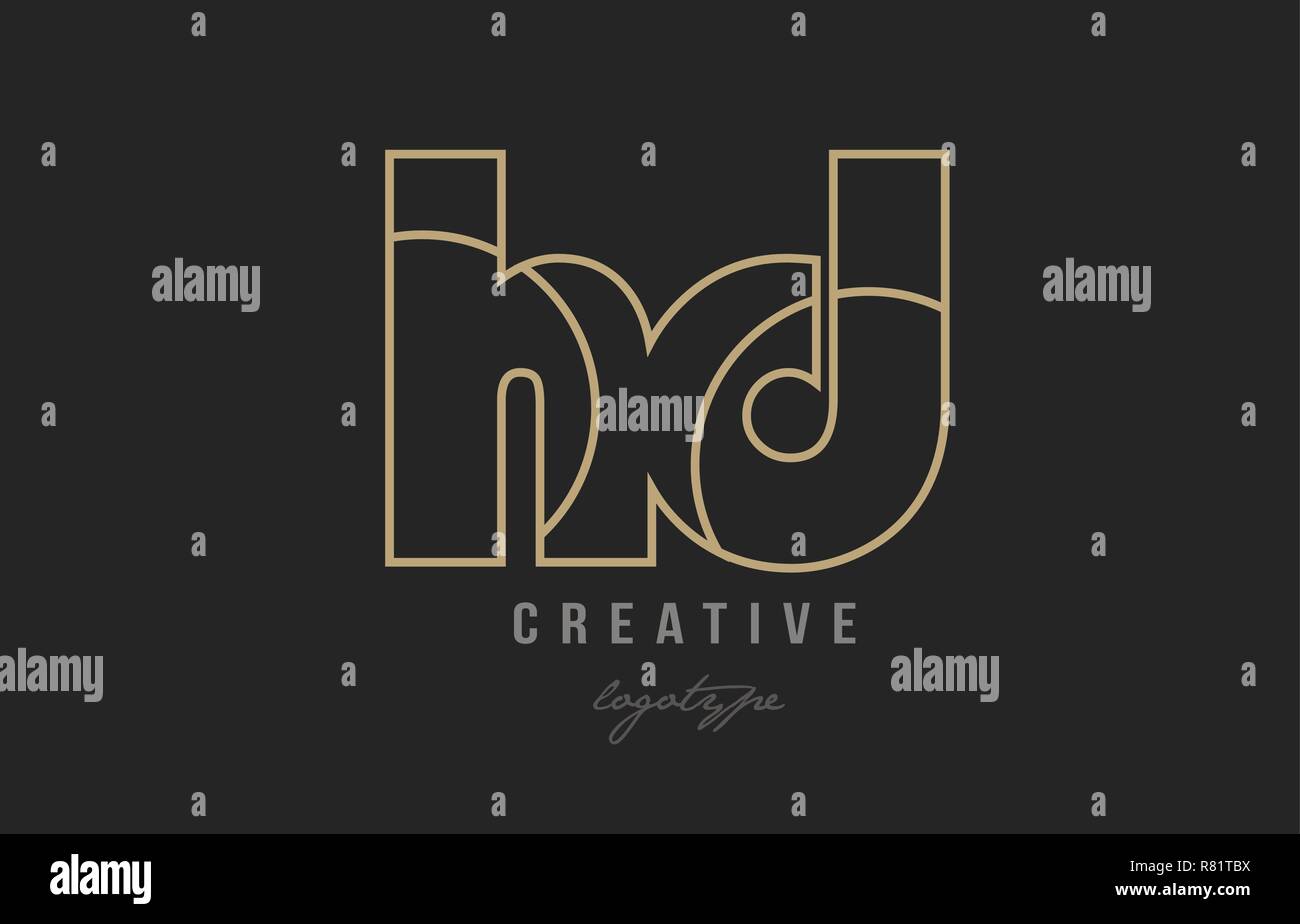 black and yellow gold alphabet letter hd h d logo combination design ...