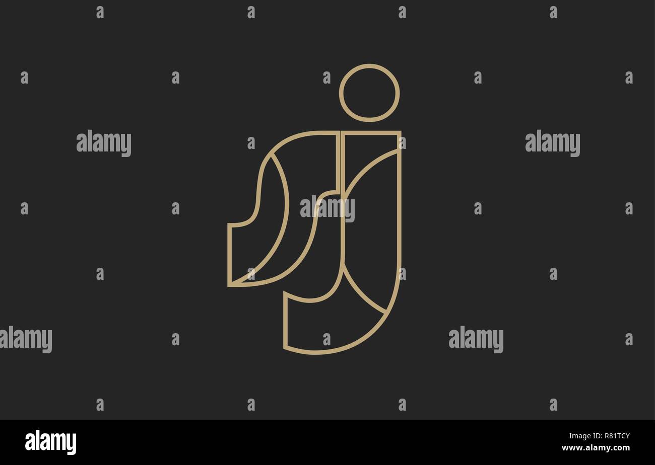 black and yellow gold alphabet letter sj s j logo combination design ...