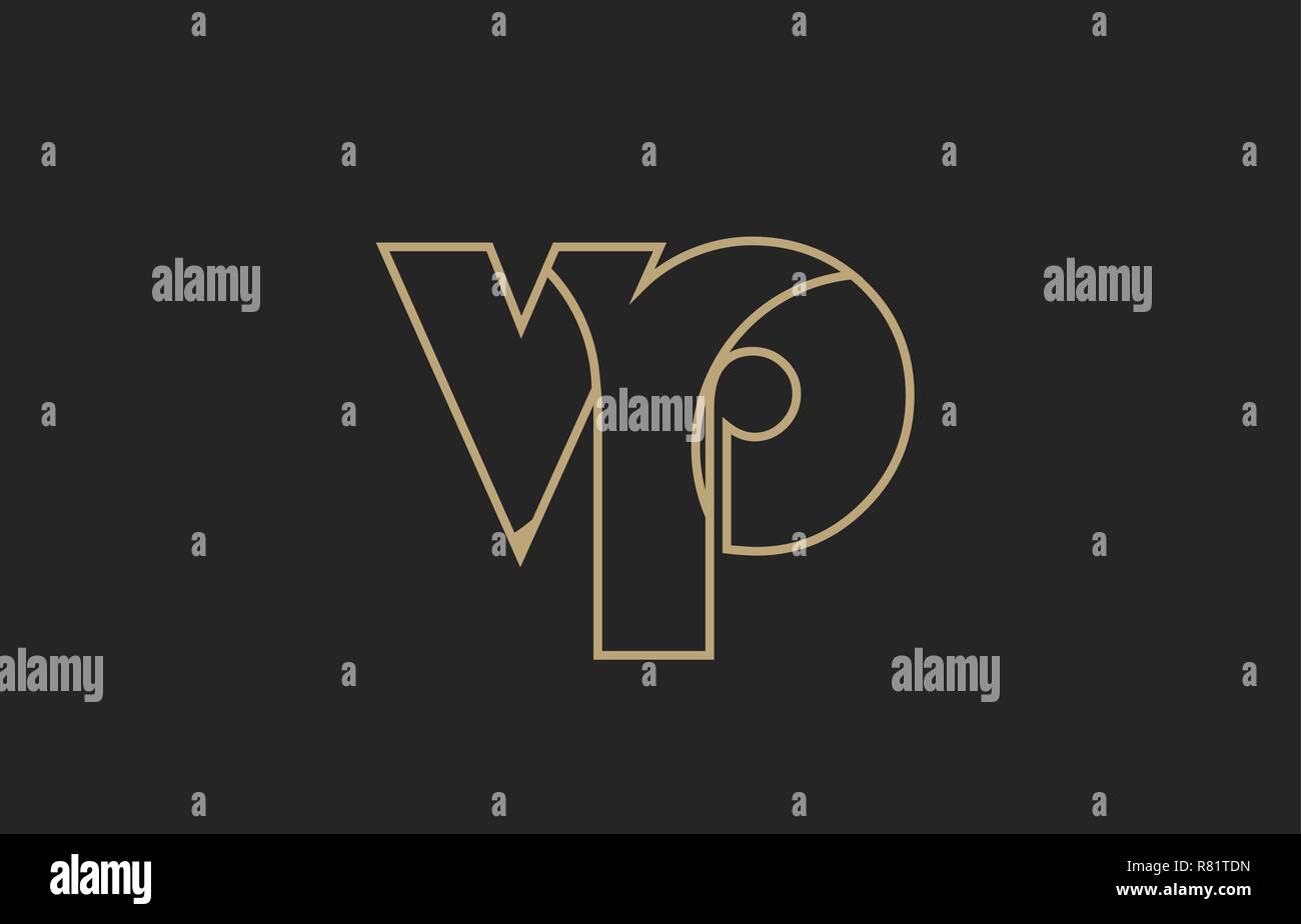 black and yellow gold alphabet letter vp v p logo combination design ...