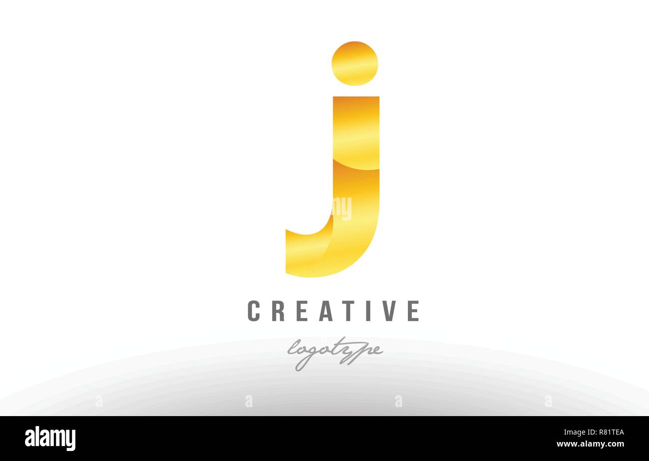 Design of alphabet letter j with gold golden metal gradient color ...