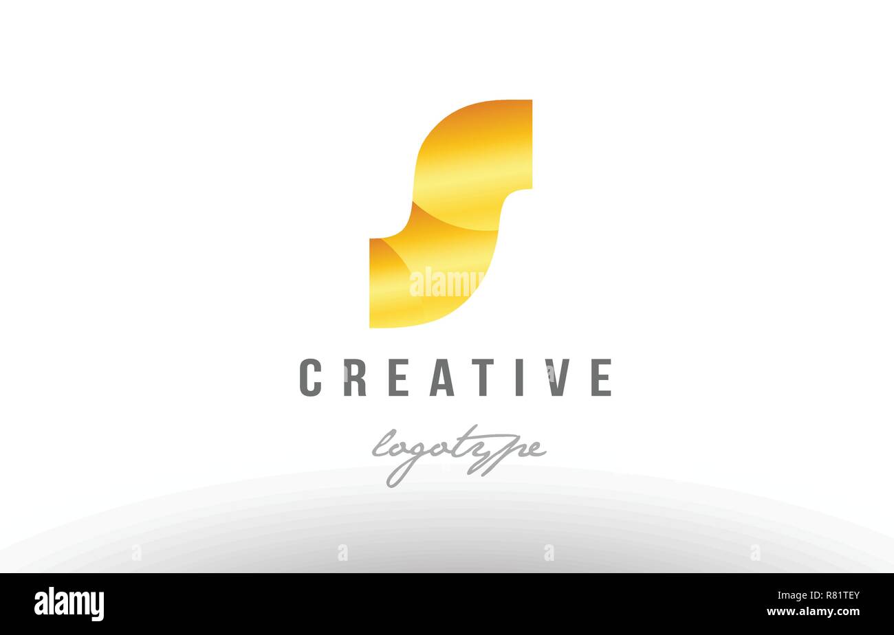 Design of alphabet letter s with gold golden metal gradient color ...