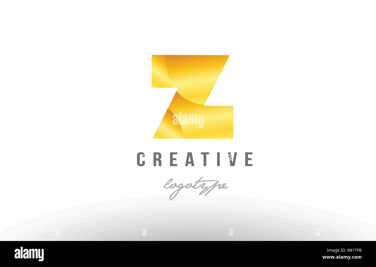Design of alphabet letter z with gold golden metal gradient color ...