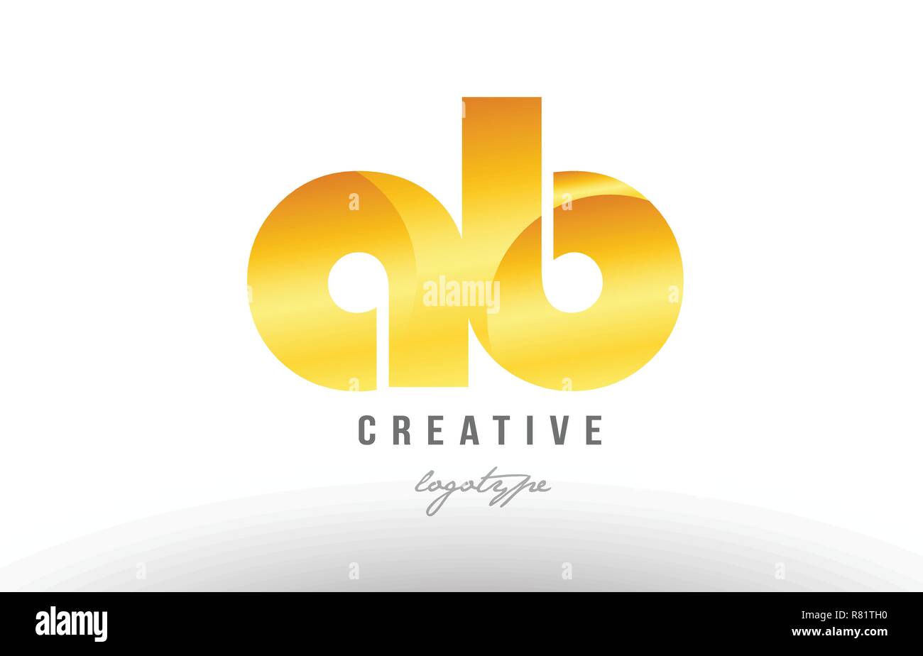 Design of alphabet letter logo combination ab a b with gold golden ...