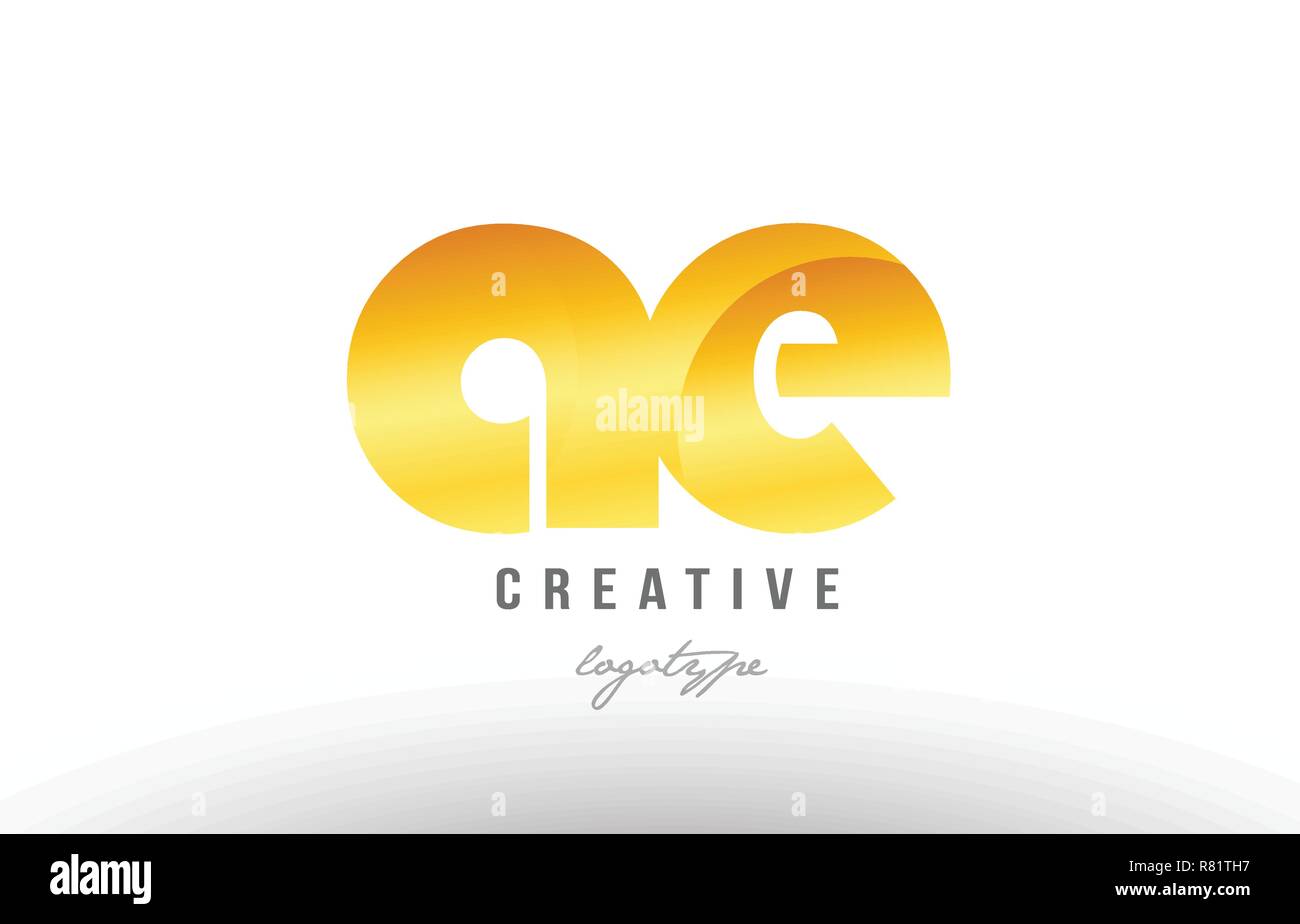 Design of alphabet letter logo combination ae a e with gold golden ...