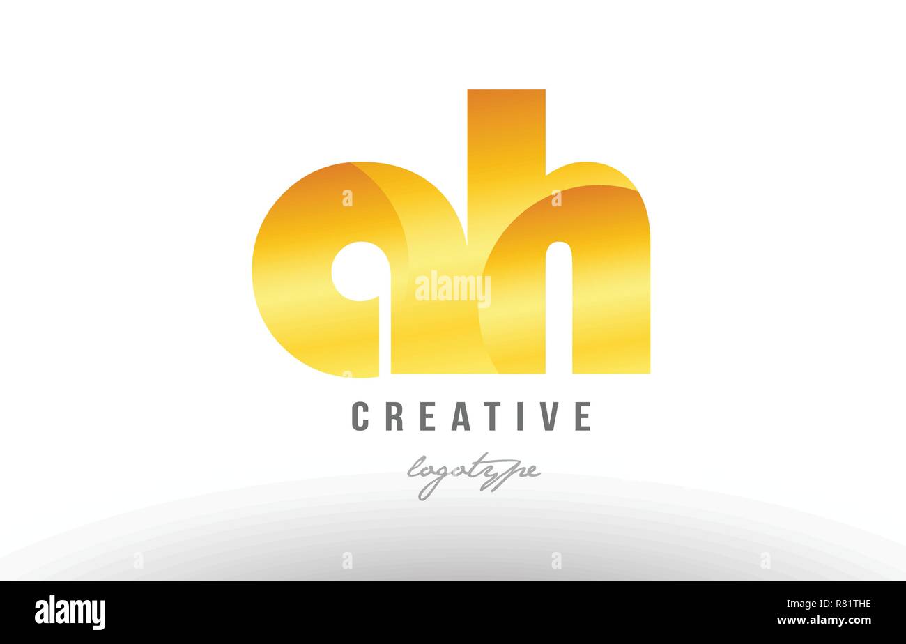 Design of alphabet letter logo combination ah a h with gold golden ...