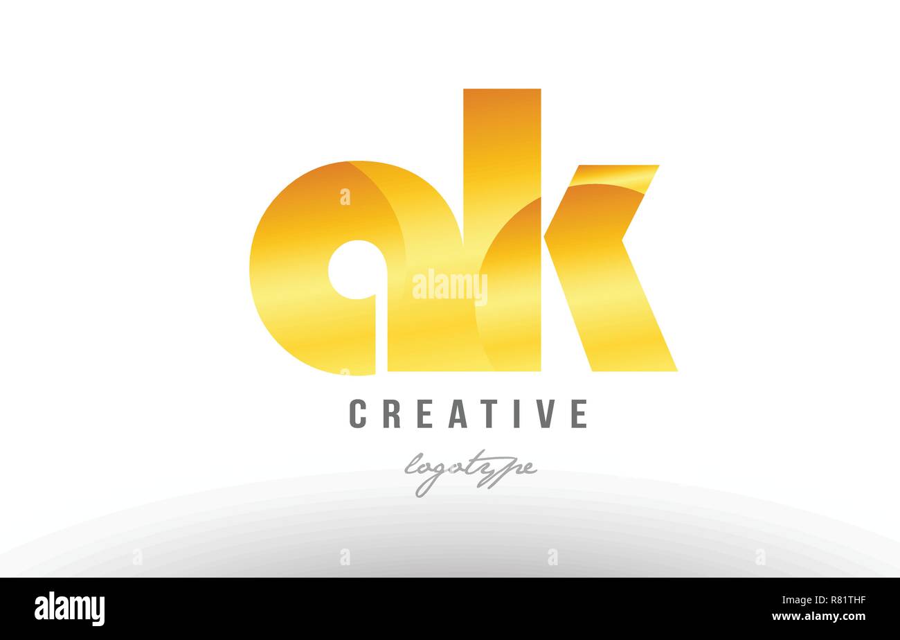 Design of alphabet letter logo combination ak a k with gold golden ...