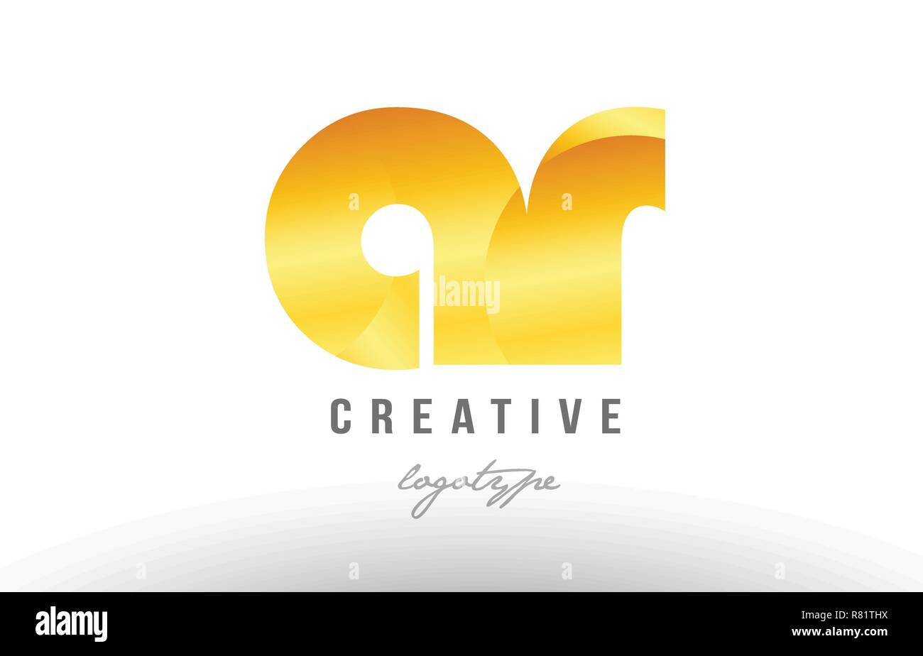 Design of alphabet letter logo combination ar a r with gold golden ...