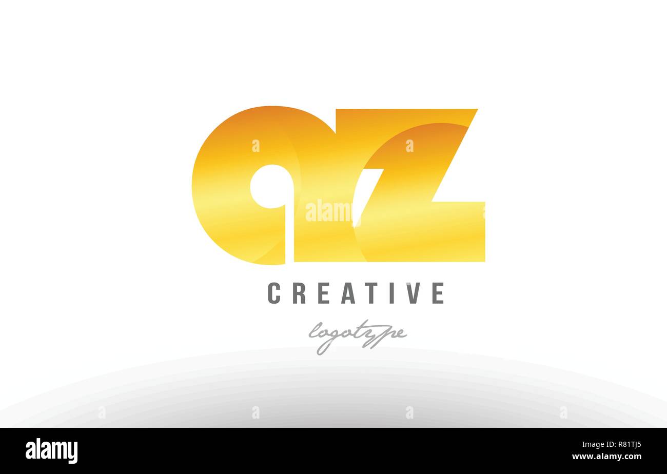Design of alphabet letter logo combination az a z with gold golden ...