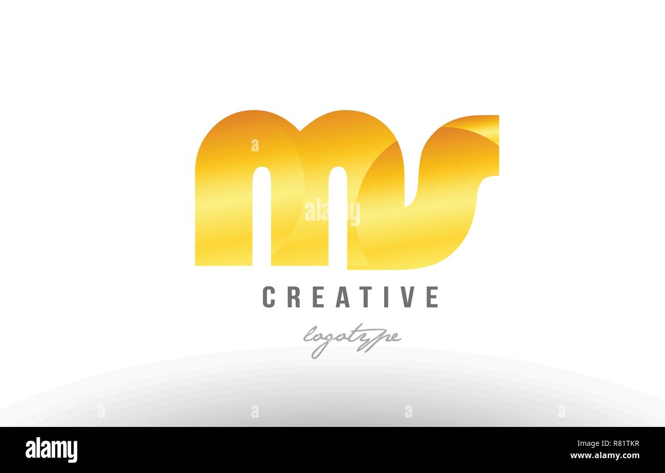 Design of alphabet letter logo combination ms m s with gold golden ...