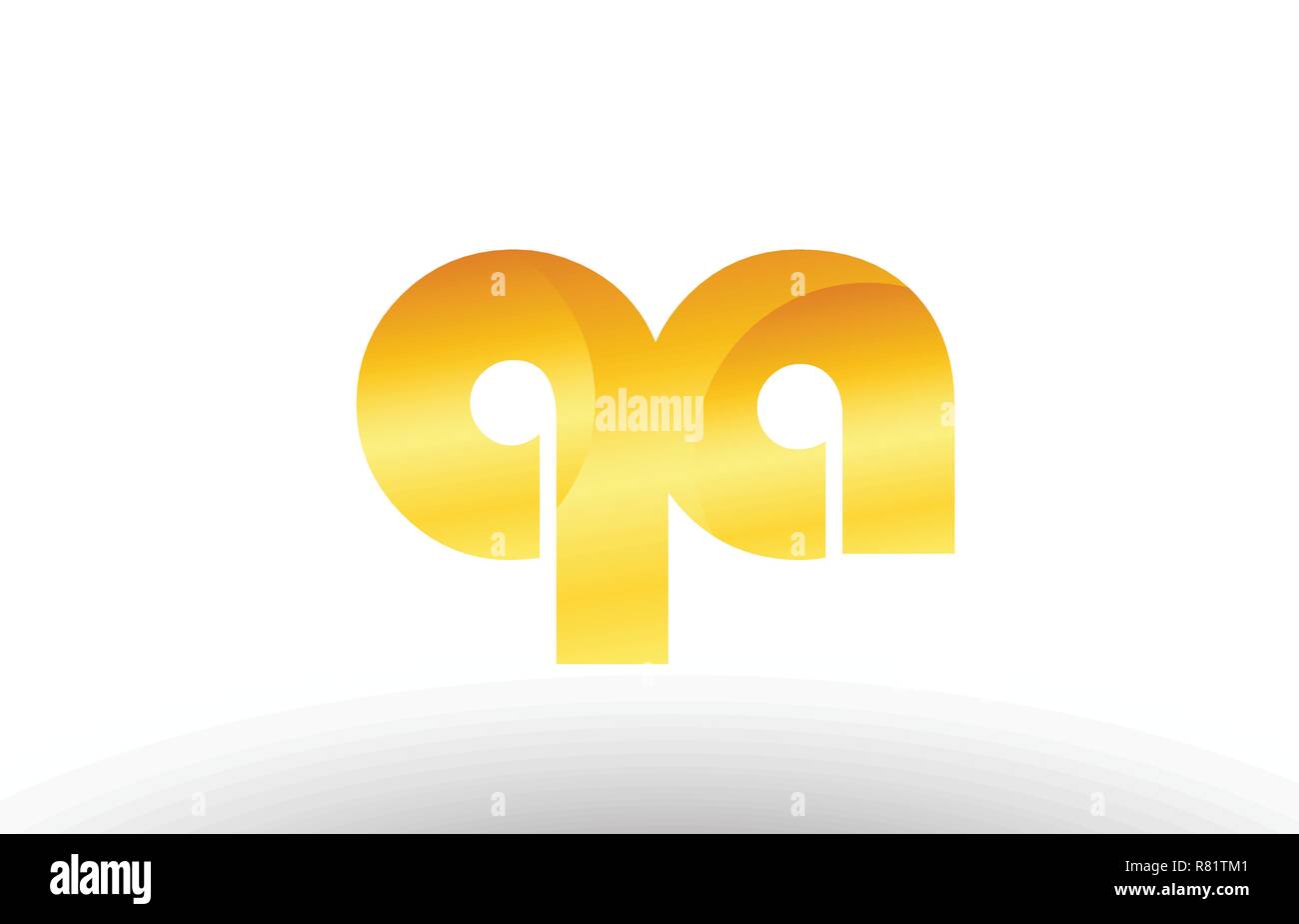 Design of alphabet letter logo combination qa q a with gold golden ...