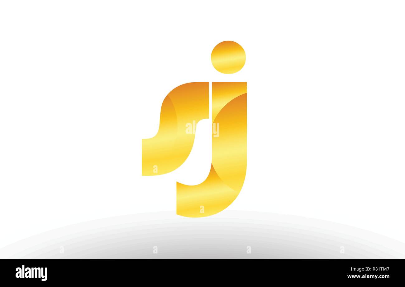 Design of alphabet letter logo combination sj s j with gold golden ...