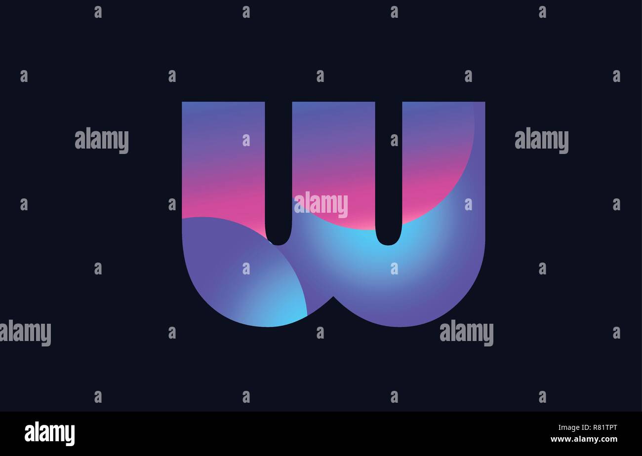 Design of alphabet letter w pink blue gradient color suitable as a logo ...