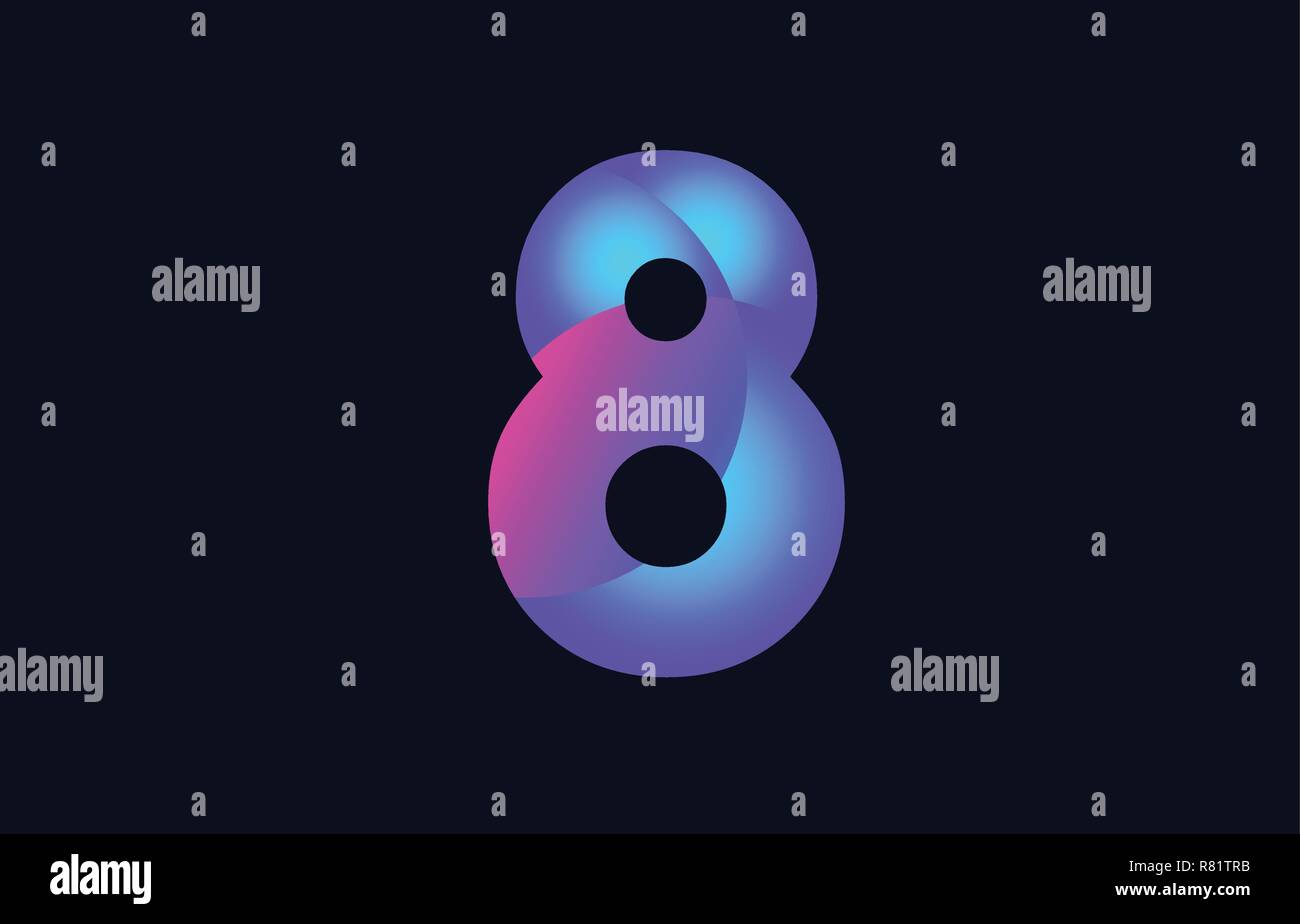 Design of number 8 pink blue gradient color suitable as a logo for a ...