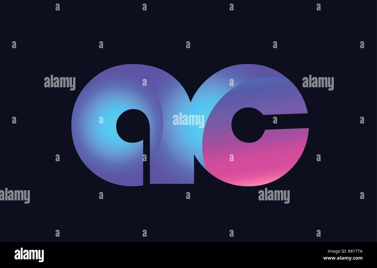 Design of alphabet letter combination ac a c pink blue gradient color ...