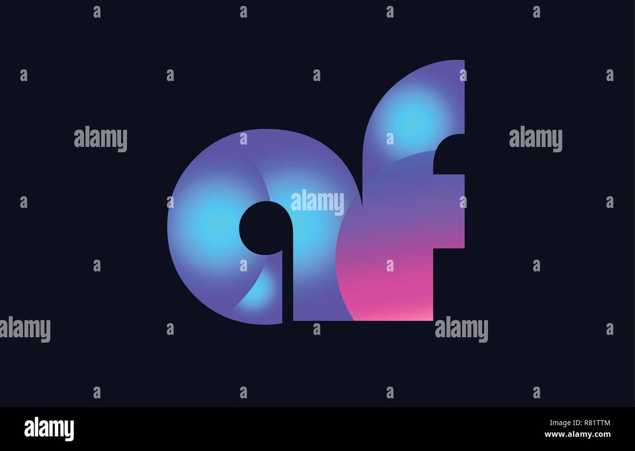 Design of alphabet letter combination af a f pink blue gradient color ...
