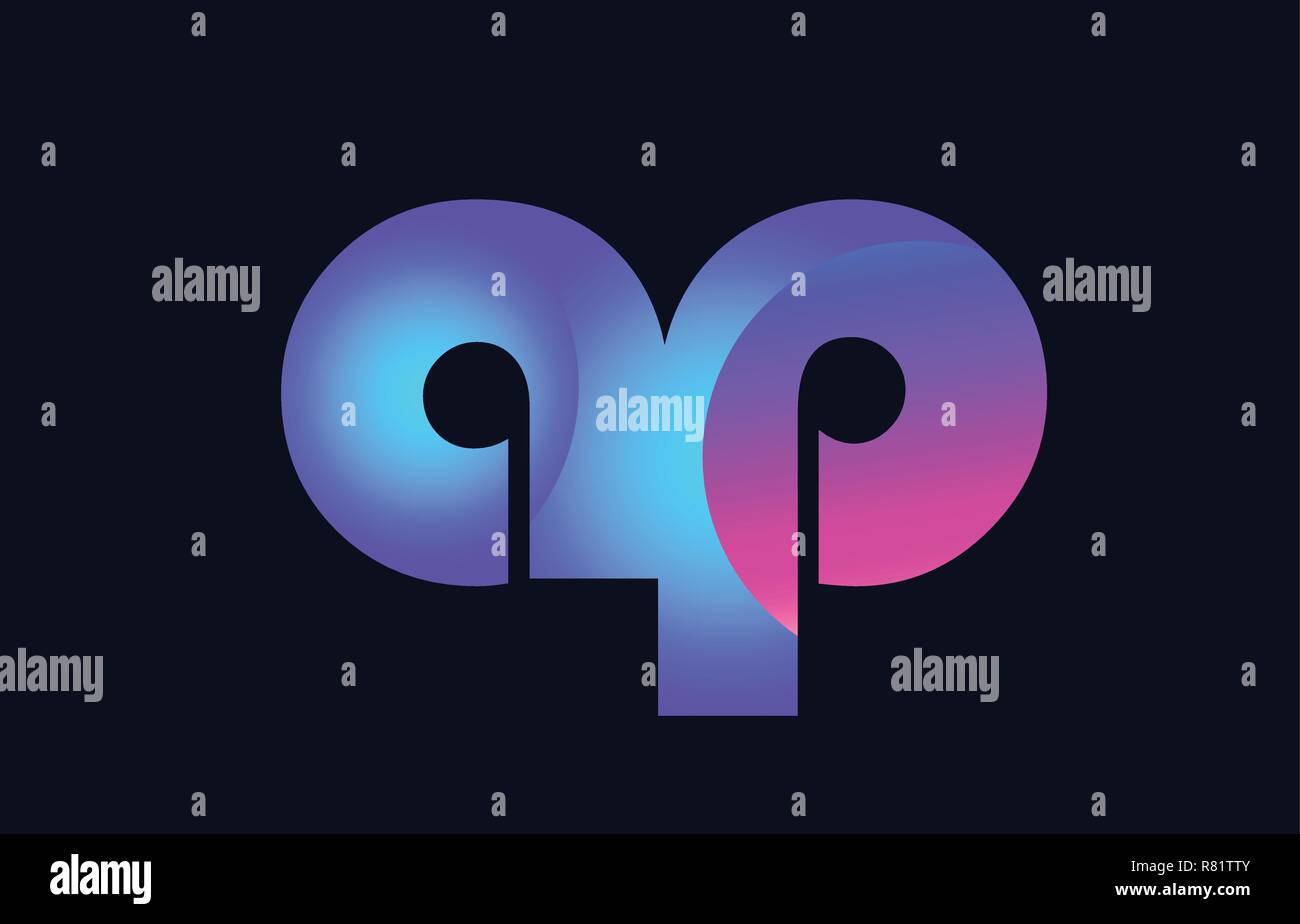 Design of alphabet letter combination ap a p pink blue gradient color ...