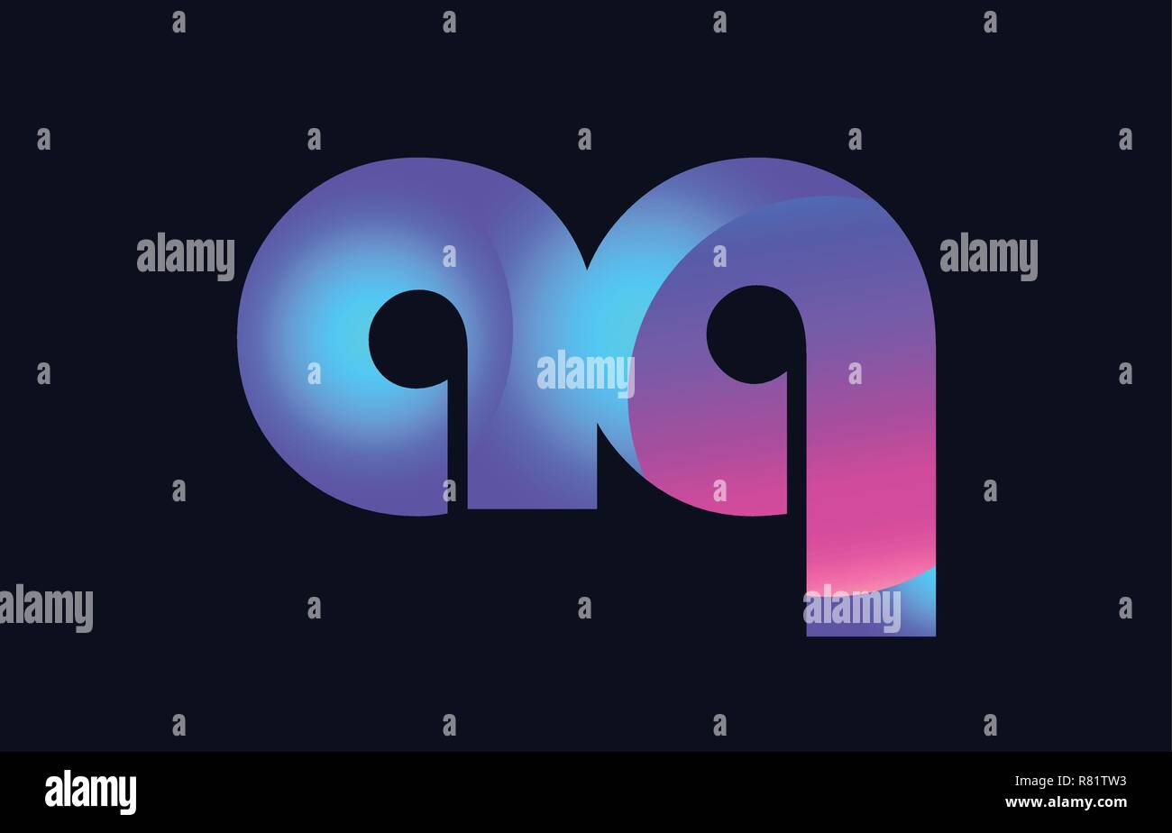 Design of alphabet letter combination aq a q pink blue gradient color ...