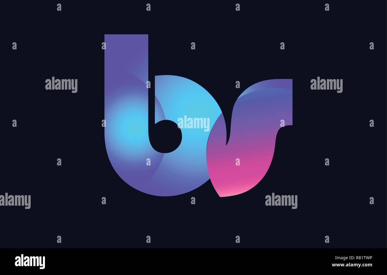 Design of alphabet letter combination bs b s pink blue gradient color ...
