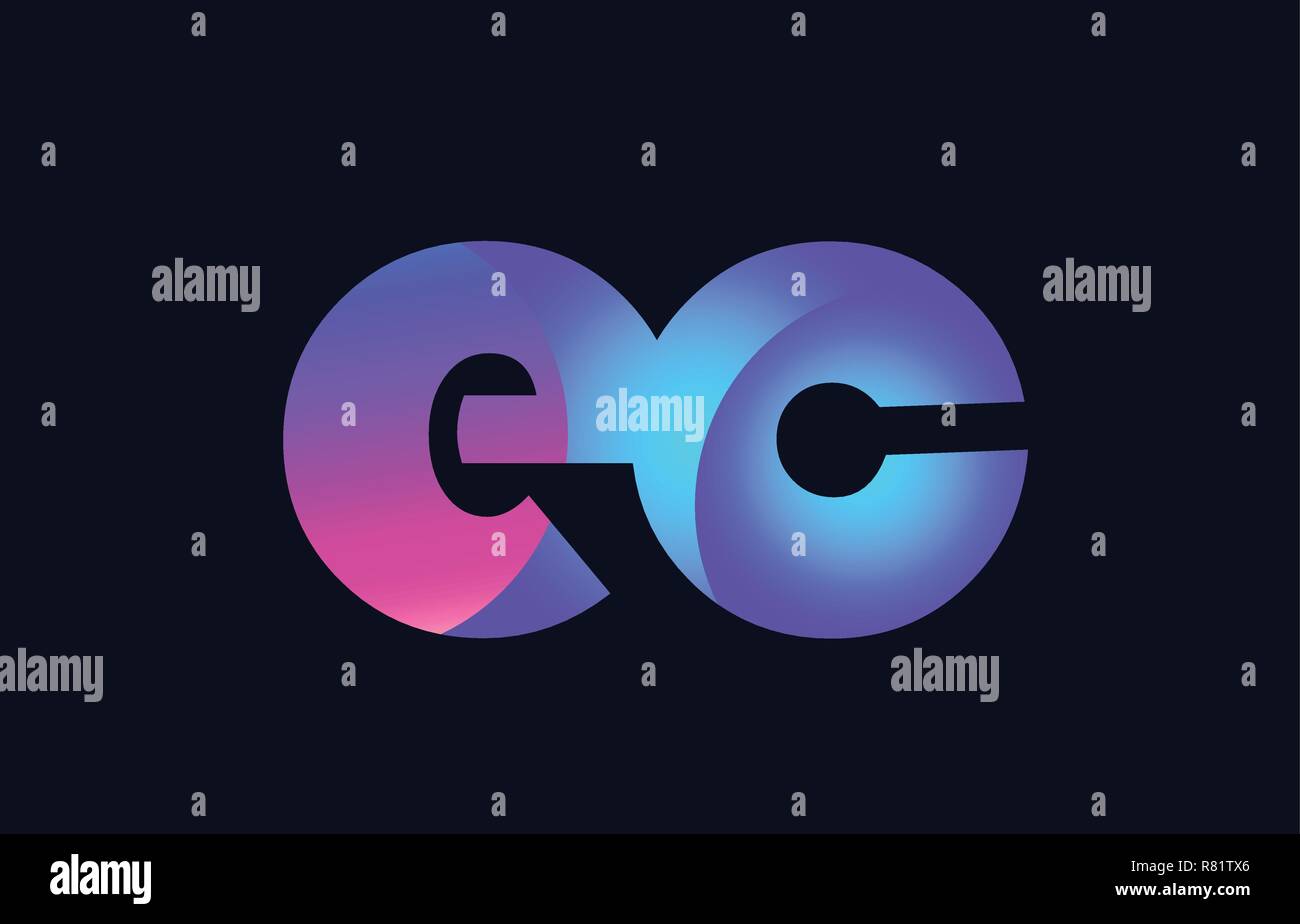 Design of alphabet letter combination ec e c pink blue gradient color ...