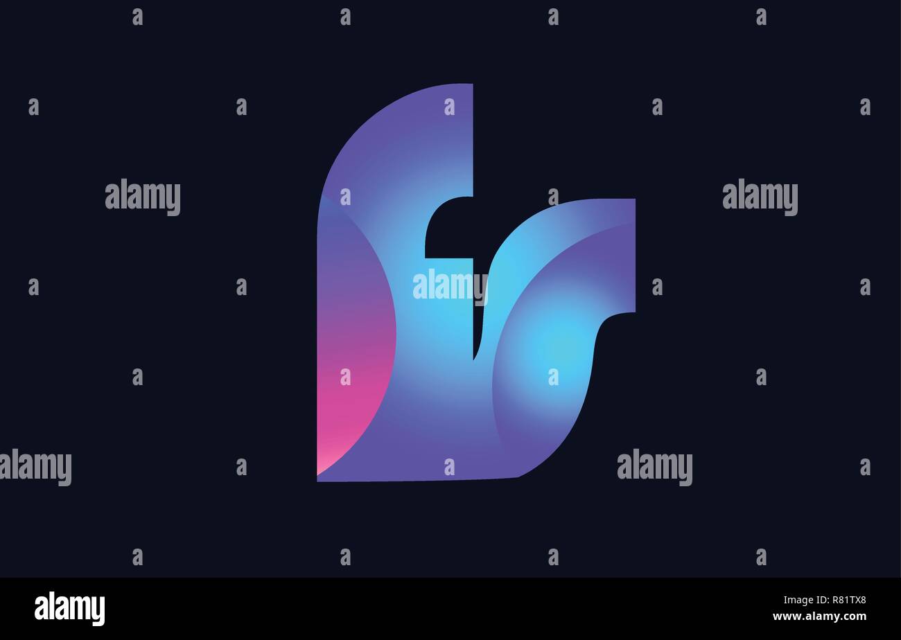 Design of alphabet letter combination fs f s pink blue gradient color ...